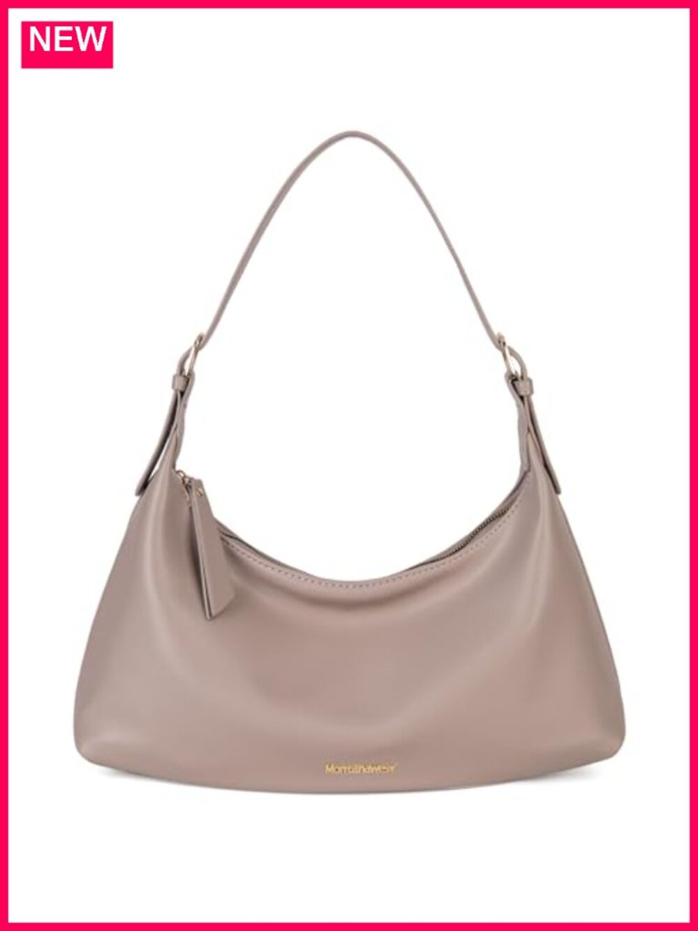 Vegan Leather Hobo Shoulder Bag Medium Crescent Purse